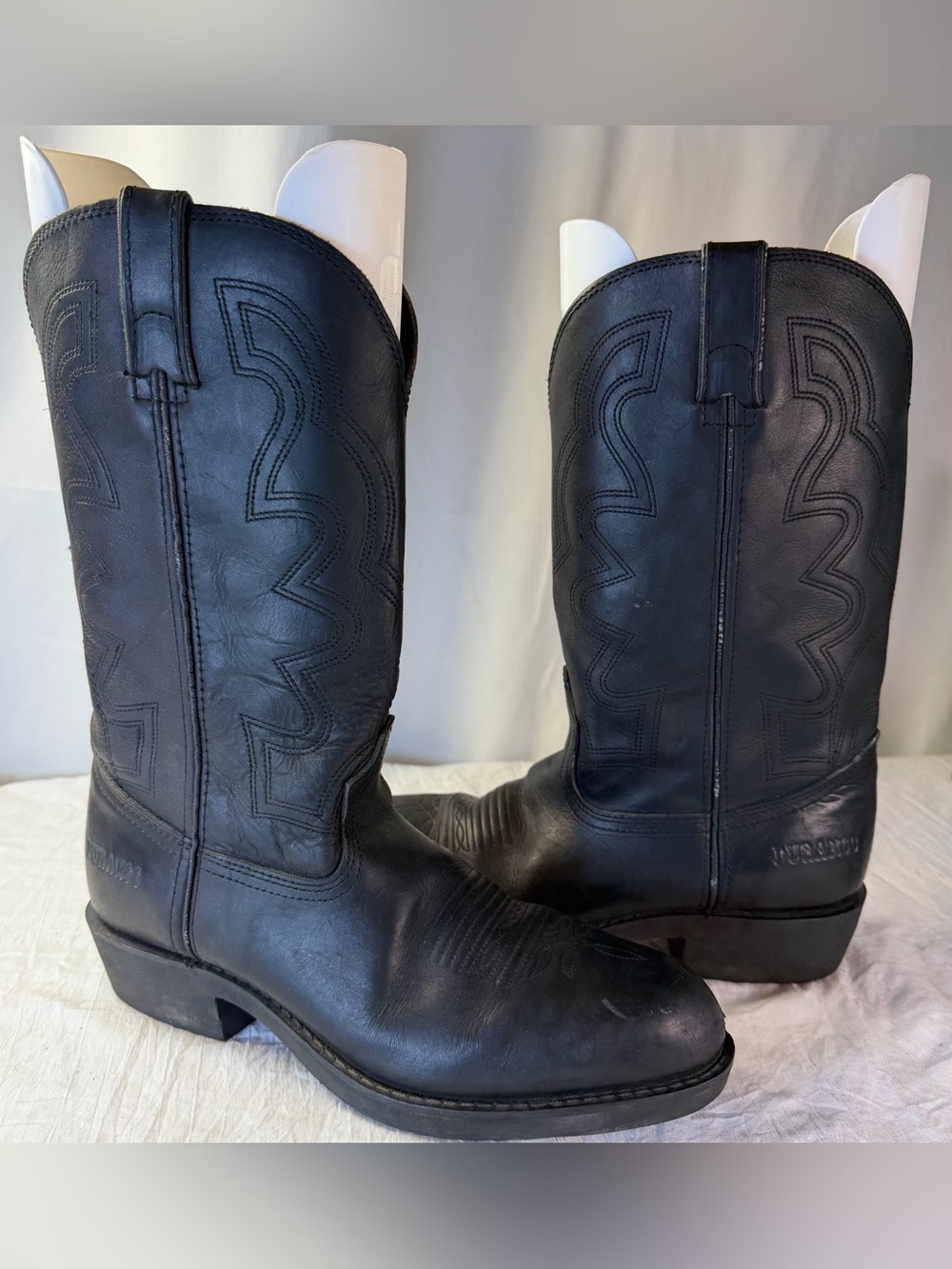 Durango Black Leather Western Pull-On Cowboy Boots Men’s sz9 Pointed Safety Toe
